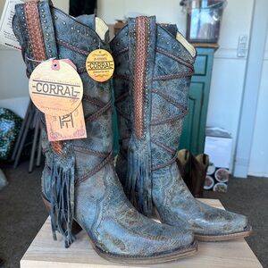 CORRAL Fringe Tassel Cowboy Boots Sz. 8